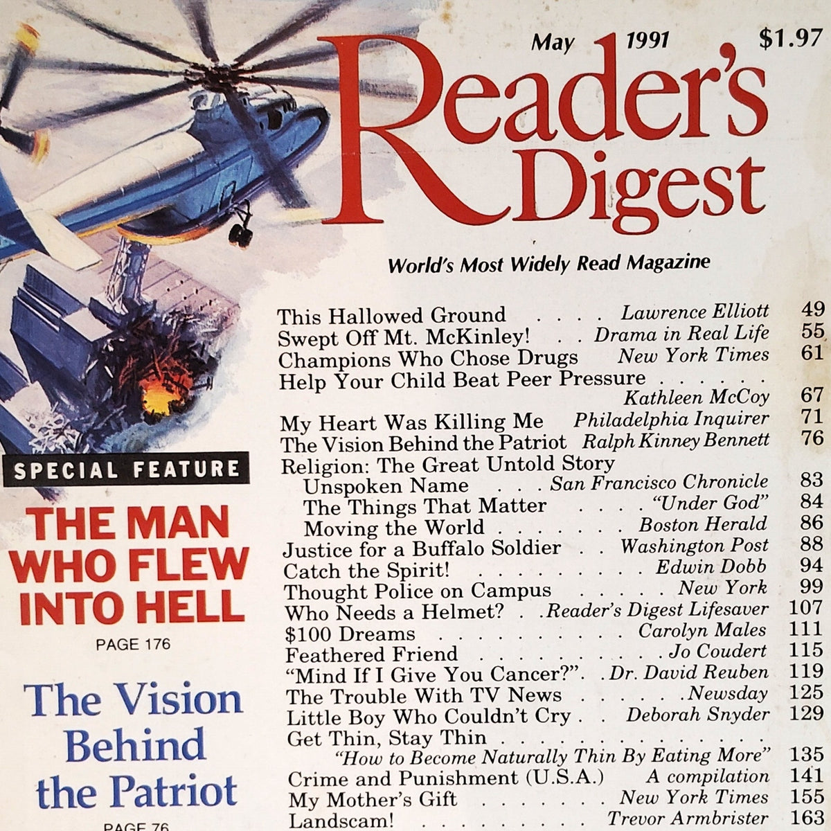 Reader's Digest May 1991 Vintage Magazine - The Man Who Flew Into Hell