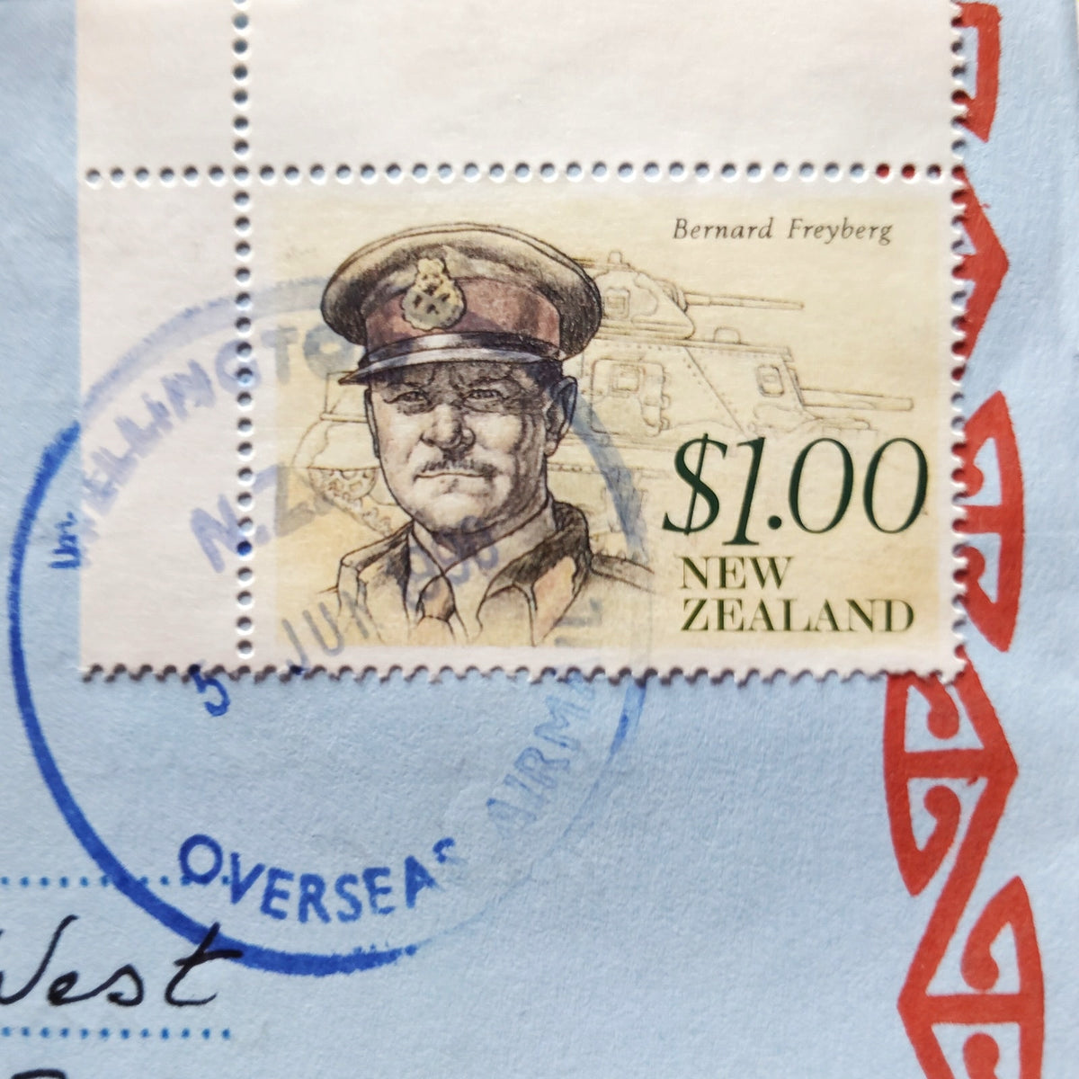 New Zealand 1990 Aerogramme $1.00 Bernard Freyberg Stamp Cover Letter