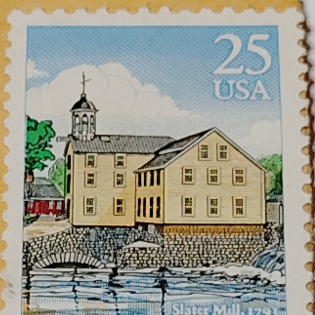 1990 Rhode Island Slater Mill 25 Cent US Postage Stamp - Scott #2348