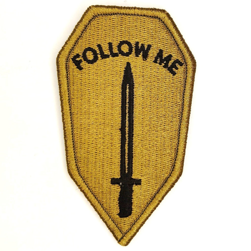 US Army Infantry School Follow Me OCP Patch 3‑7/8" × 2‑1/4" Hook‑Back