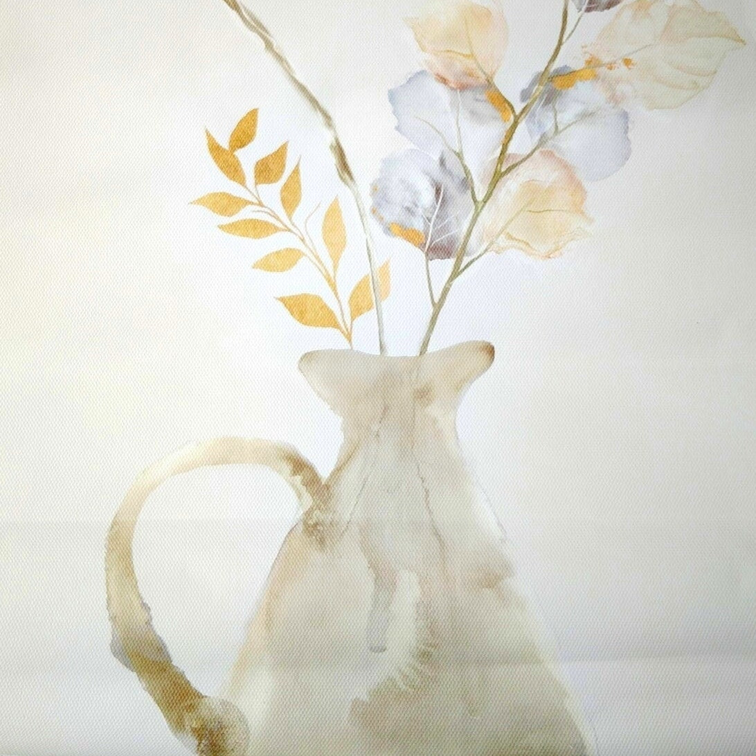 Set of 2 Neutral Floral Vase Canvas Prints 12x18 Wall Art Décor, Unframed