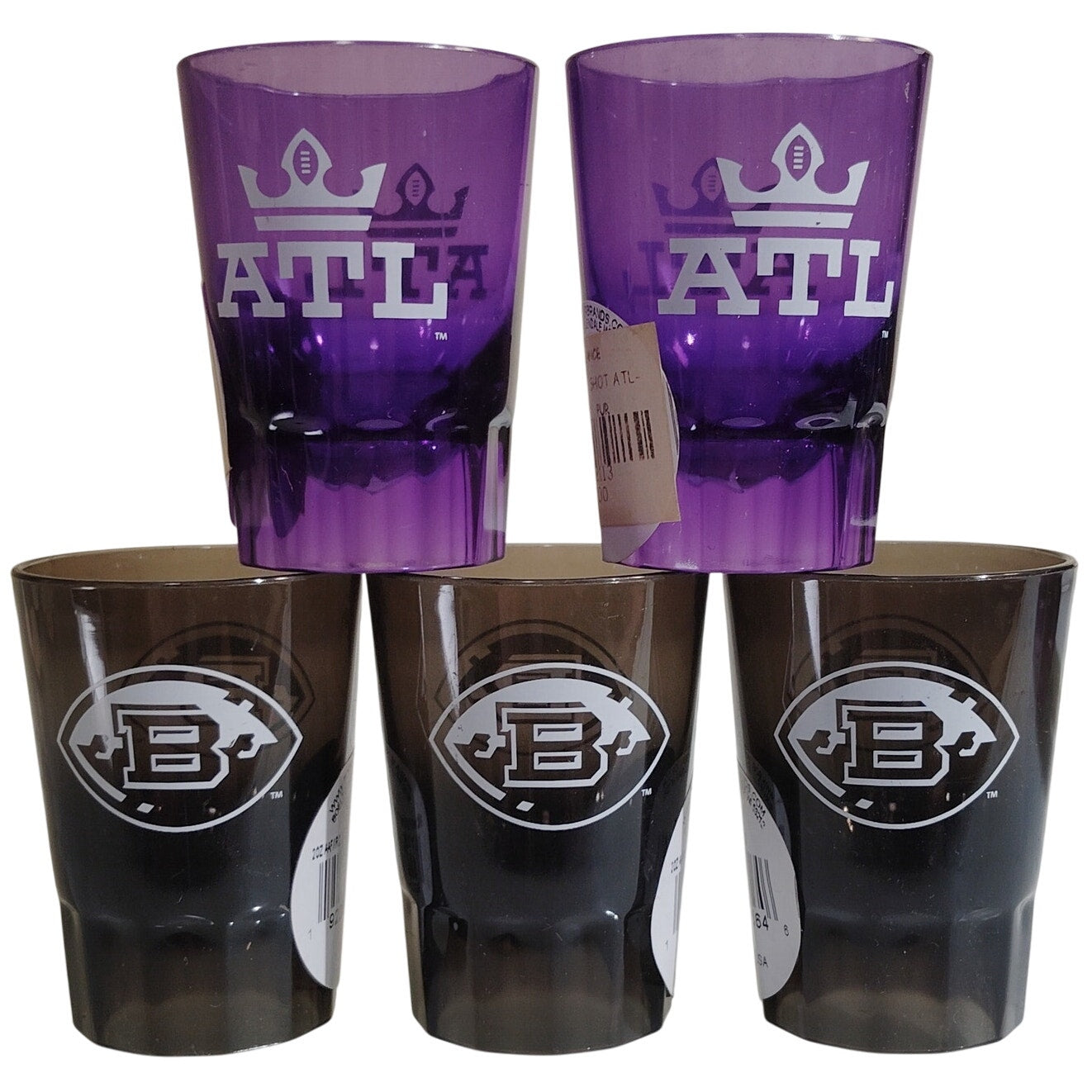 5-Pack AAF Shot Glasses 2 oz – 3 Birmingham Irons & 2 Atlanta Legends
