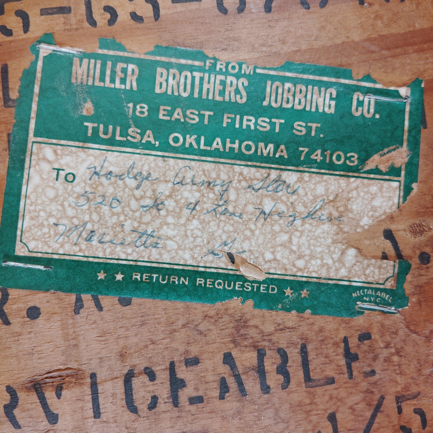 Military Surplus Wooden Storage Crate 27x18x11, Serviceable Condition, 1950s Era