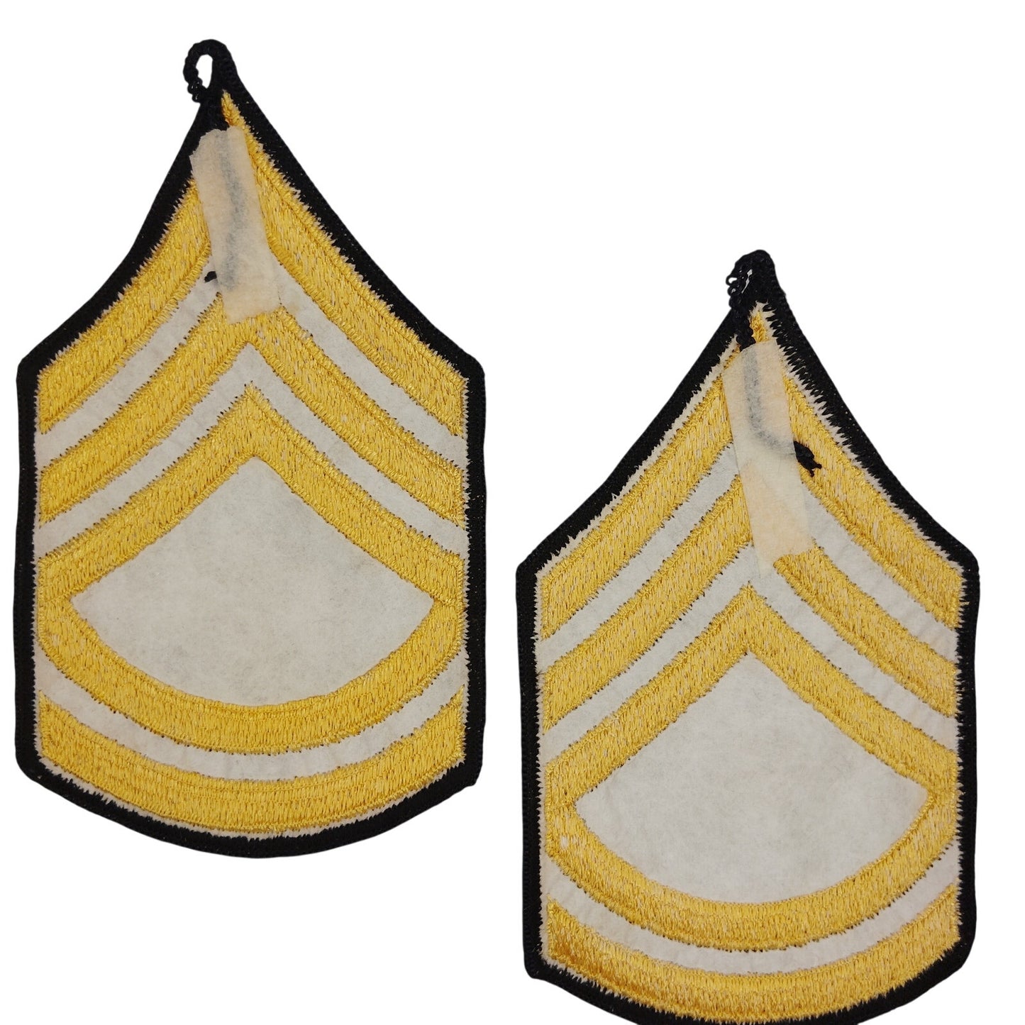 US Army Sergeant First Class SFC E‑7 Gold on Black Rank Chevrons 5" × 3" Pair