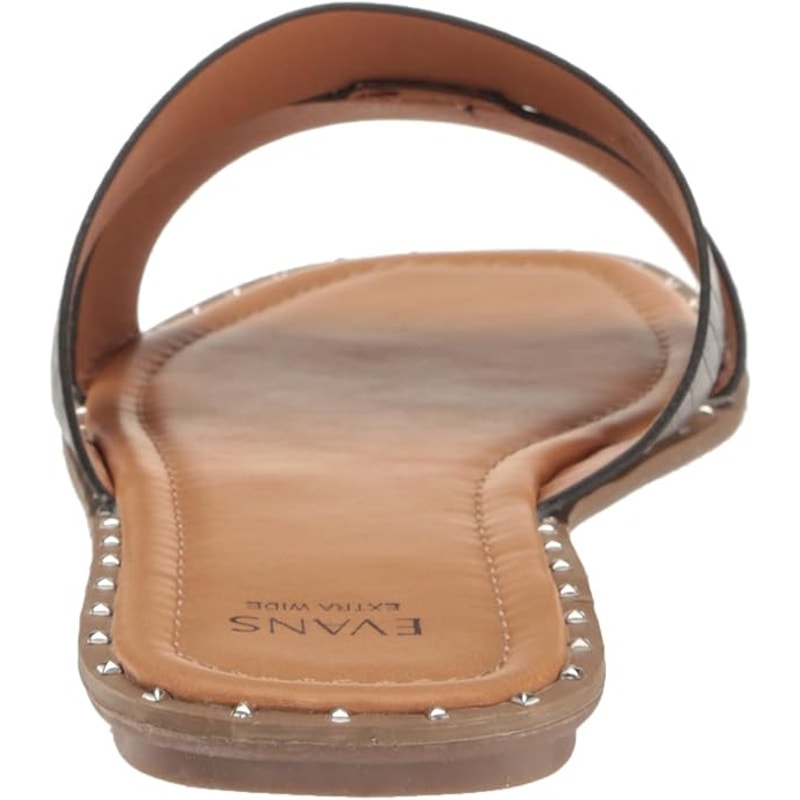 Evans Riley Emboss Sandal – Black, Women’s 8W, Double Strap Slip-On, Wide Fit