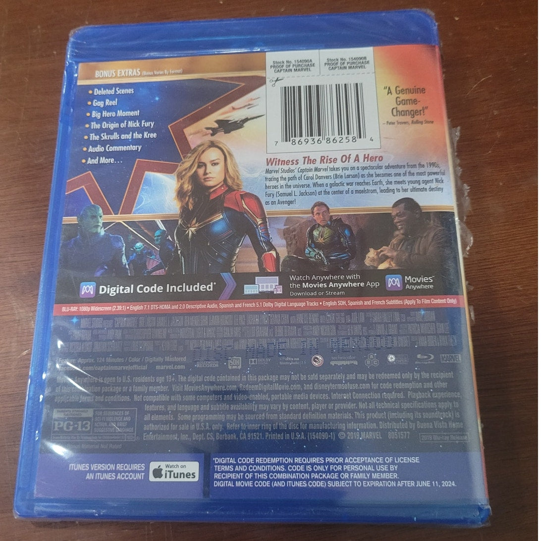 Captain Marvel Blu-ray 2019 Marvel Cinematic Universe Superhero Action Movie