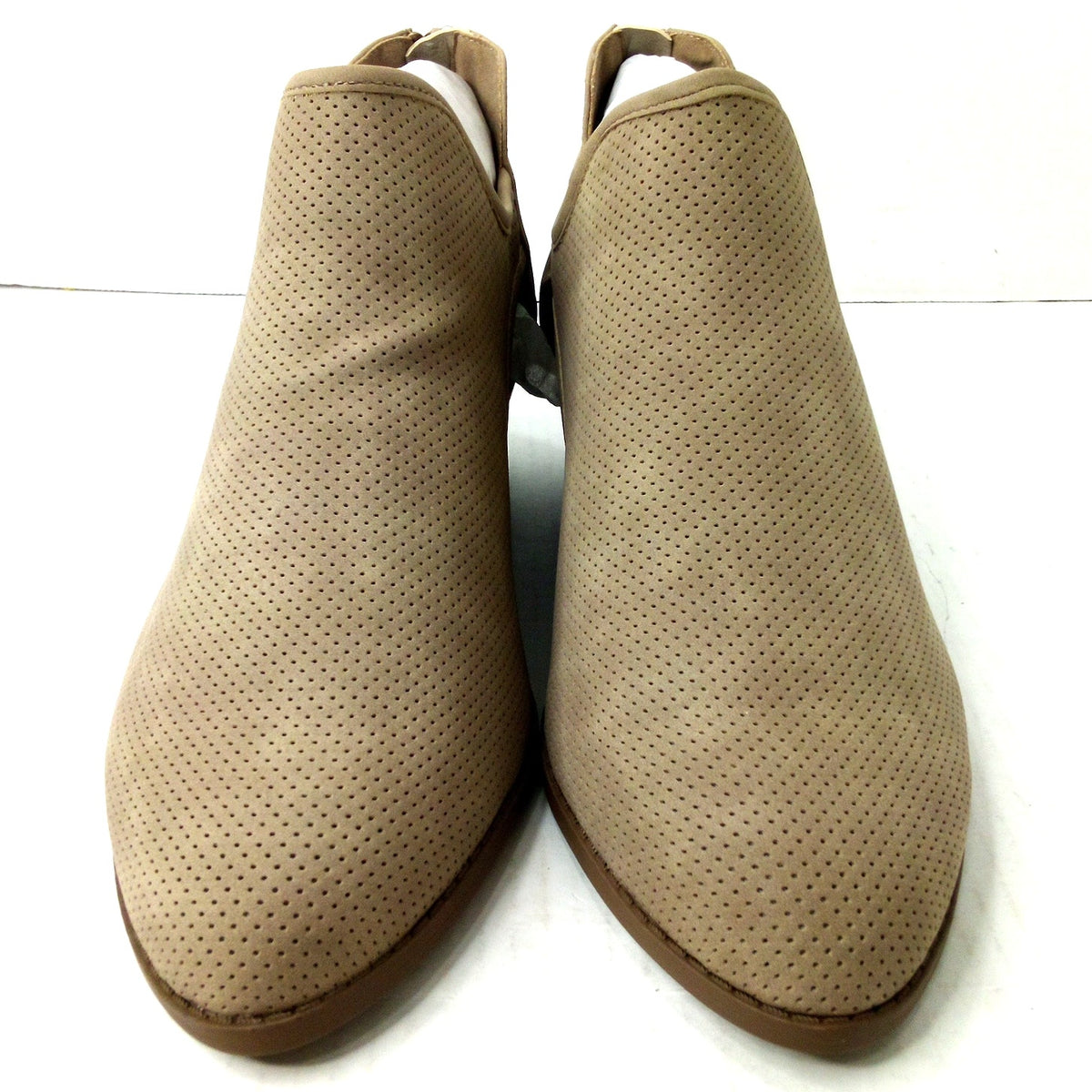 Lane Bryant 10W Taupe Perforated Cutout Ankle Booties Pointed Toe Block Heel
