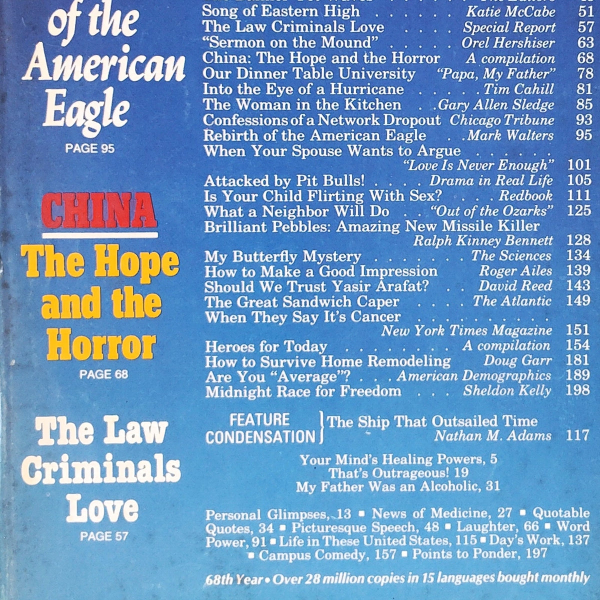 Reader's Digest September 1989 Rebirth of the American Eagle Vintage Magazine