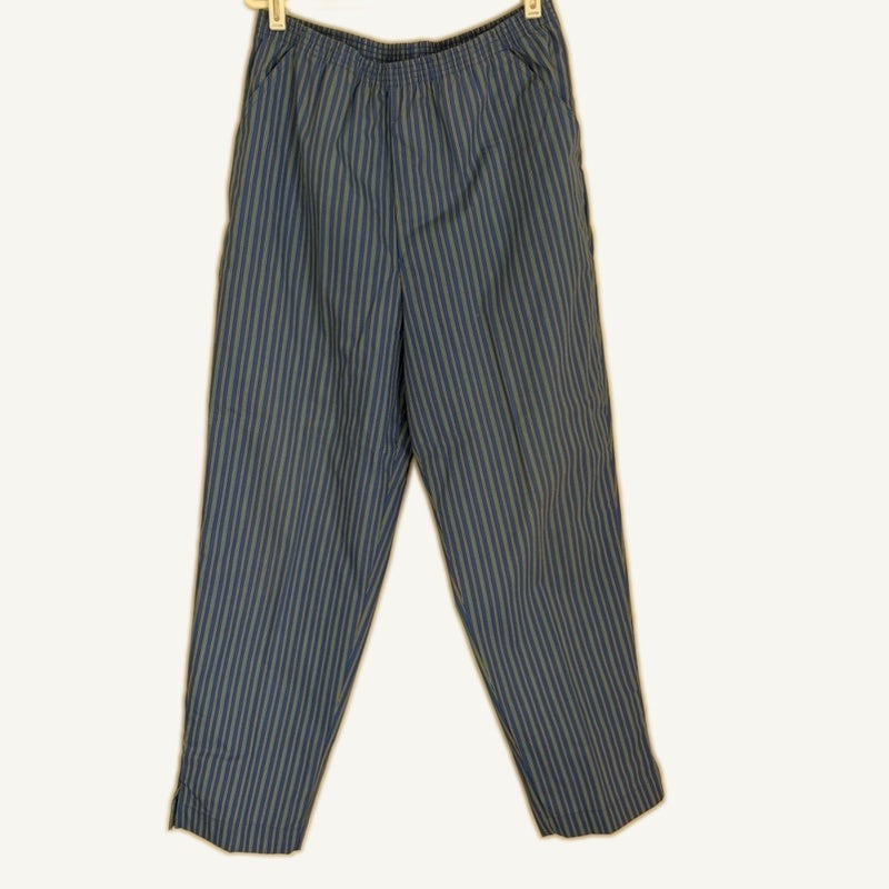 Blair Women's 2-Piece Yellow Top & Blue Striped Pants Set Size L