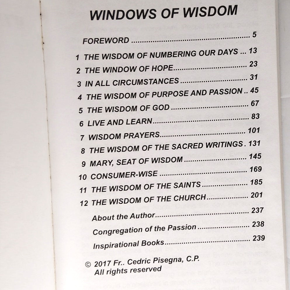 Windows of Wisdom by Fr. Cedric Pisegna, C.P. (Paperback) - Excellent Condition