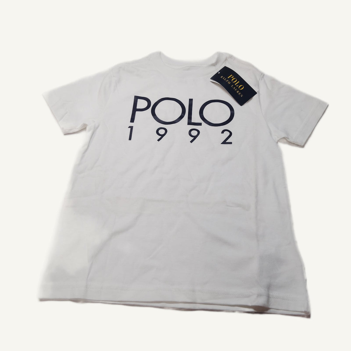 Polo Ralph Lauren Boys 1992 Logo Crewneck Cotton Jersey Tee White Size 7