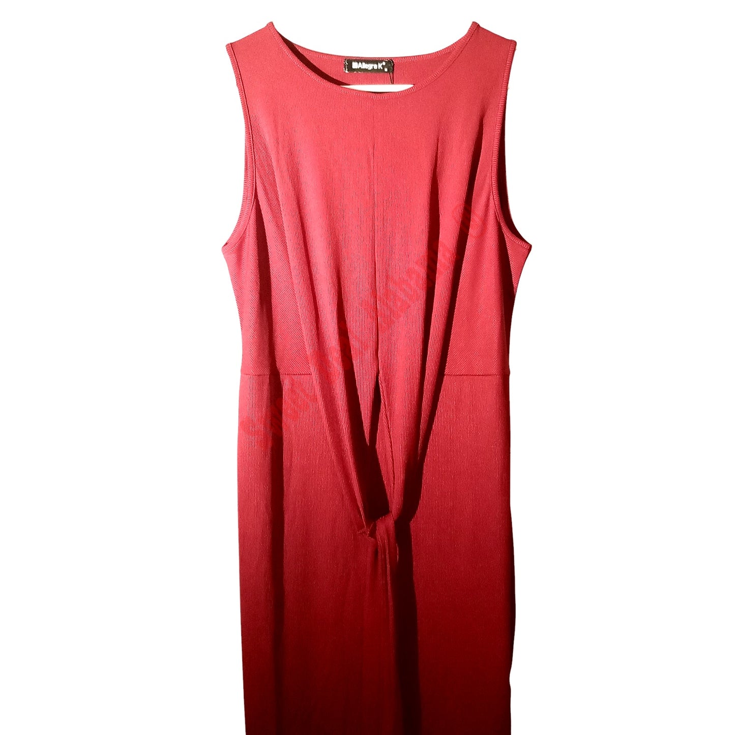 Allegra K Tank Dress, Crew Neck, Ruched, Casual A-line, Midi Sleeveless, Wine, M