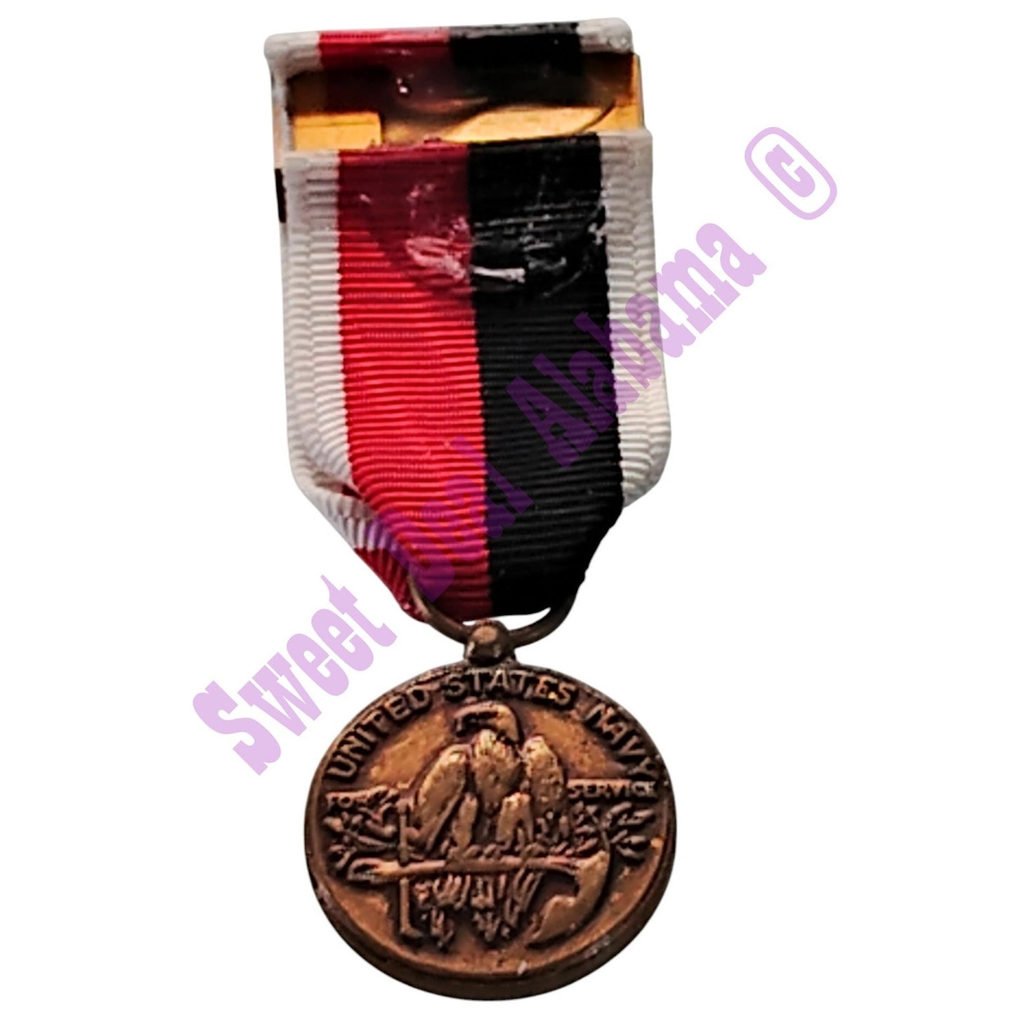 Navy Occupation Service Mini Medal (3/4"D) Ribbon (3/4"W) Overall 2-1/4"H