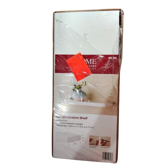Slim Line Floating Shelf – 8" D x 18" L x 1¼" H, White MDF, Wall-Mount, Home Decorators Collection