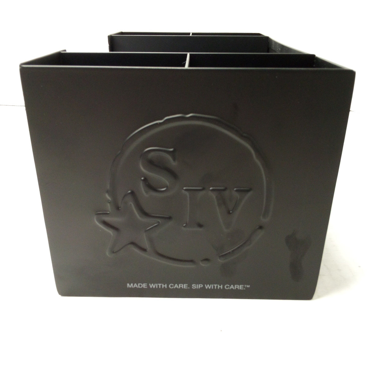 Maker's Mark Metal Black Bar Caddy Organizer Embossed Logo Napkin/Stirrer Holder