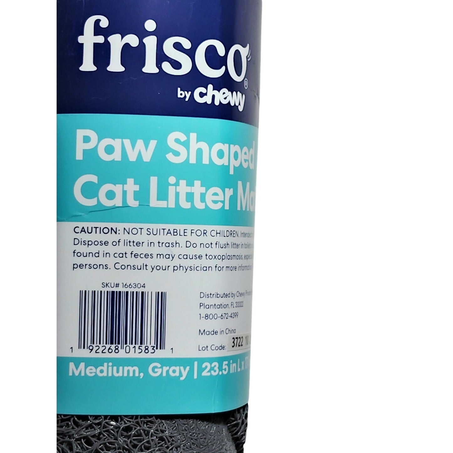 Frisco Paw Shaped Cat Litter Mat – Grey, PVC, 23"x17