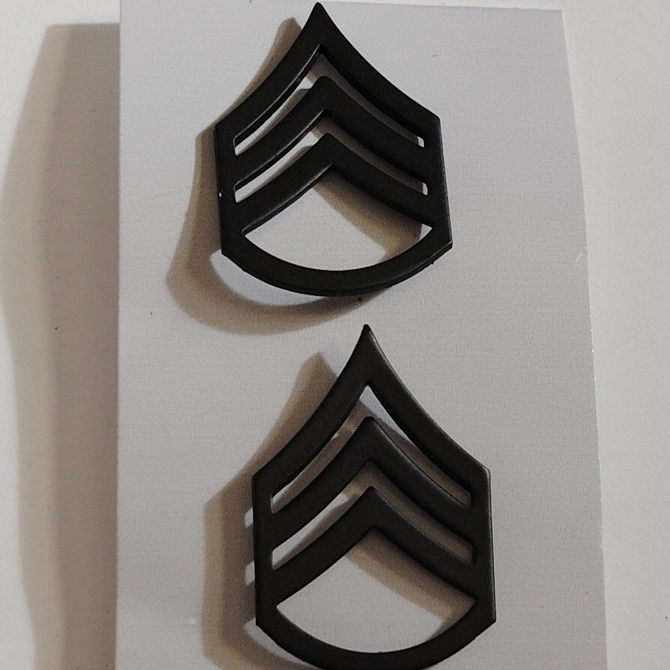 U.S. Army Staff Sergeant SSG E‑6 Subdued Black Rank Novelty Pins 1‑1/4" × 13/16"