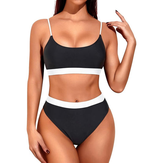 Tempt Me Women Athletic Two Piece Sporty Scoop Neck Crop Top with Bottoms