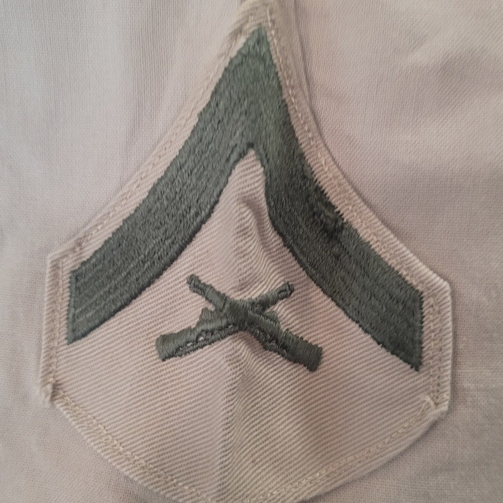 Korean War Era Military Lance Corporal Khaki Service Shirt, S/S, Small, 14½ Neck