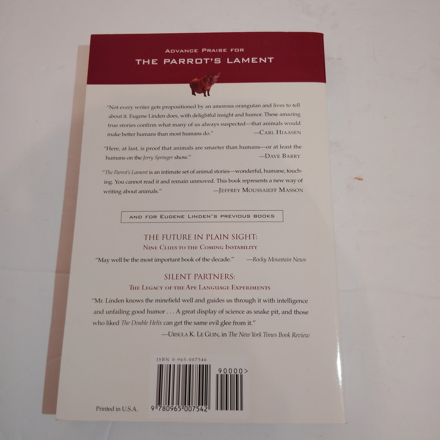 The Parrot’s Lament 1999 Paperback LN Animal Behavior Stories Pets Humor Science