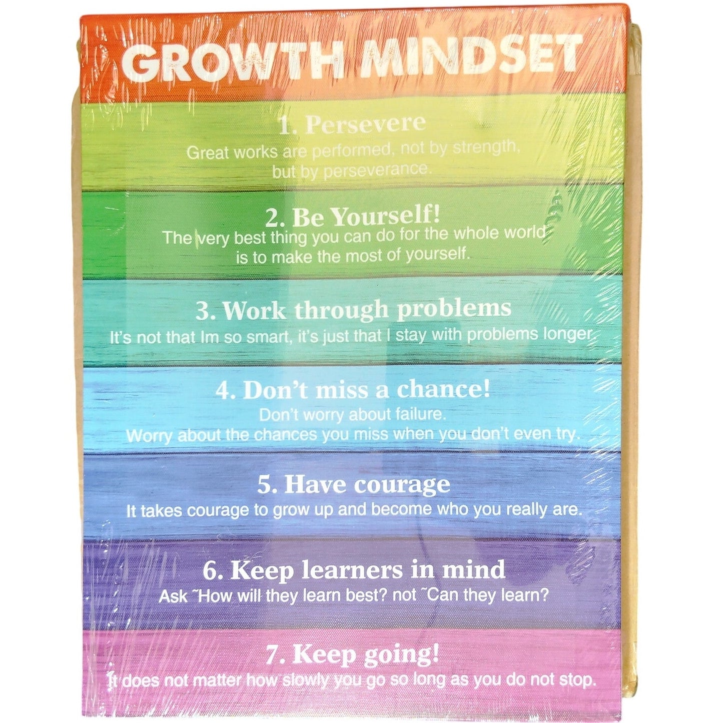 Inspirational Growth Mindset Wooden Canvas Art – Wall Hanging Sign, 11.5" x 15"