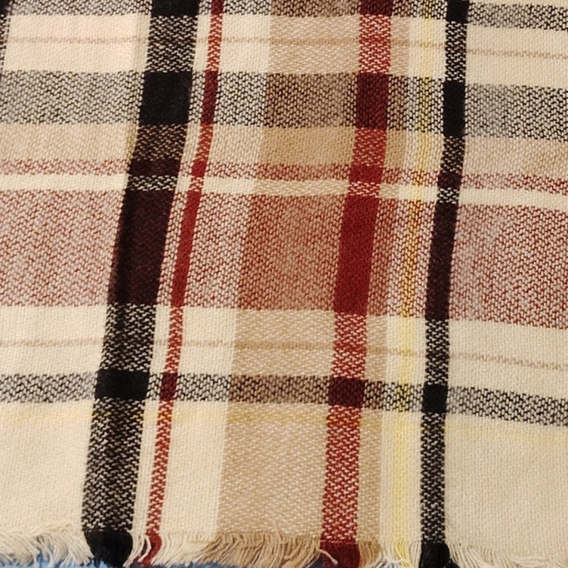 Lucky Leaf Infinity Scarf Plaid Multi‑Color Acrylic 32" × 16" Fall/Winter