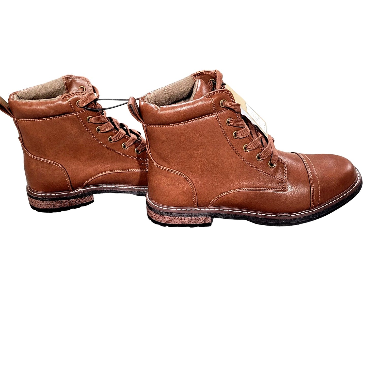 Men's Jeffrey Cap Toe Combat Boots, Size 9, Brown - Goodfellow & Co