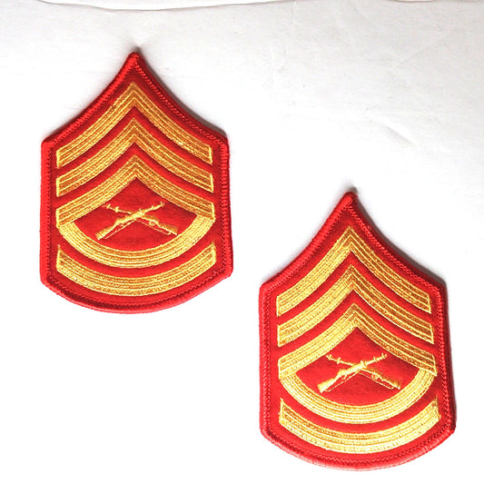 USMC Female Gunnery Sergeant GySgt E-7 Dress Blue Novelty Patch Pair 4" x 2.75"