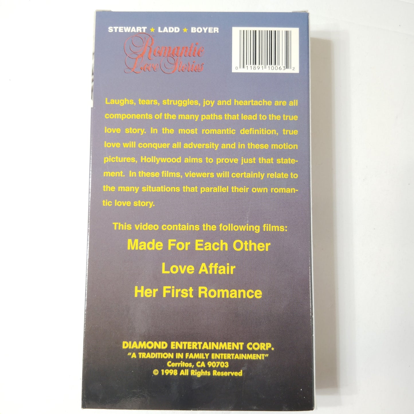 Romantic Love Stories VHS 1998 Diamond Entertainment Corp. Anthology Collection