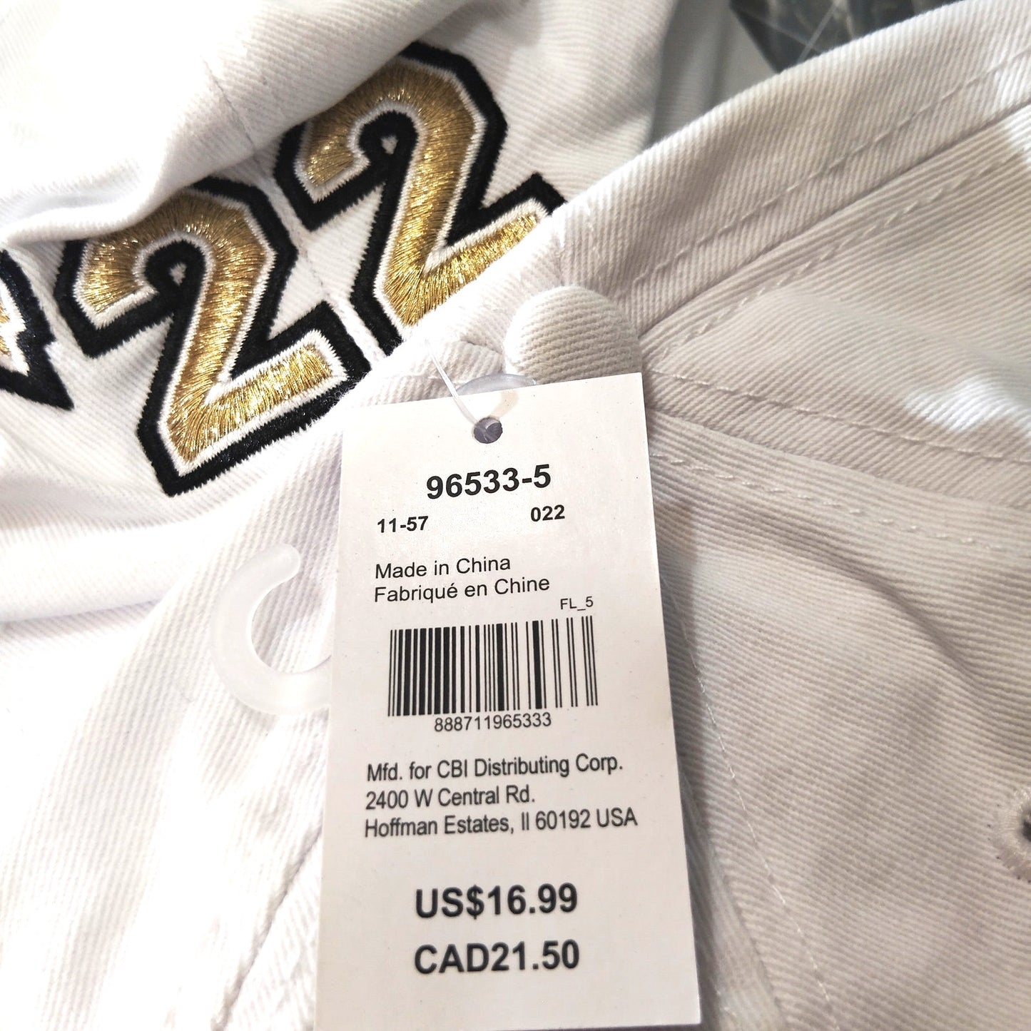 Claire’s Embroidered ’22 Grad Slideback Baseball Cap – 2‑Pack – White/Gold/Black