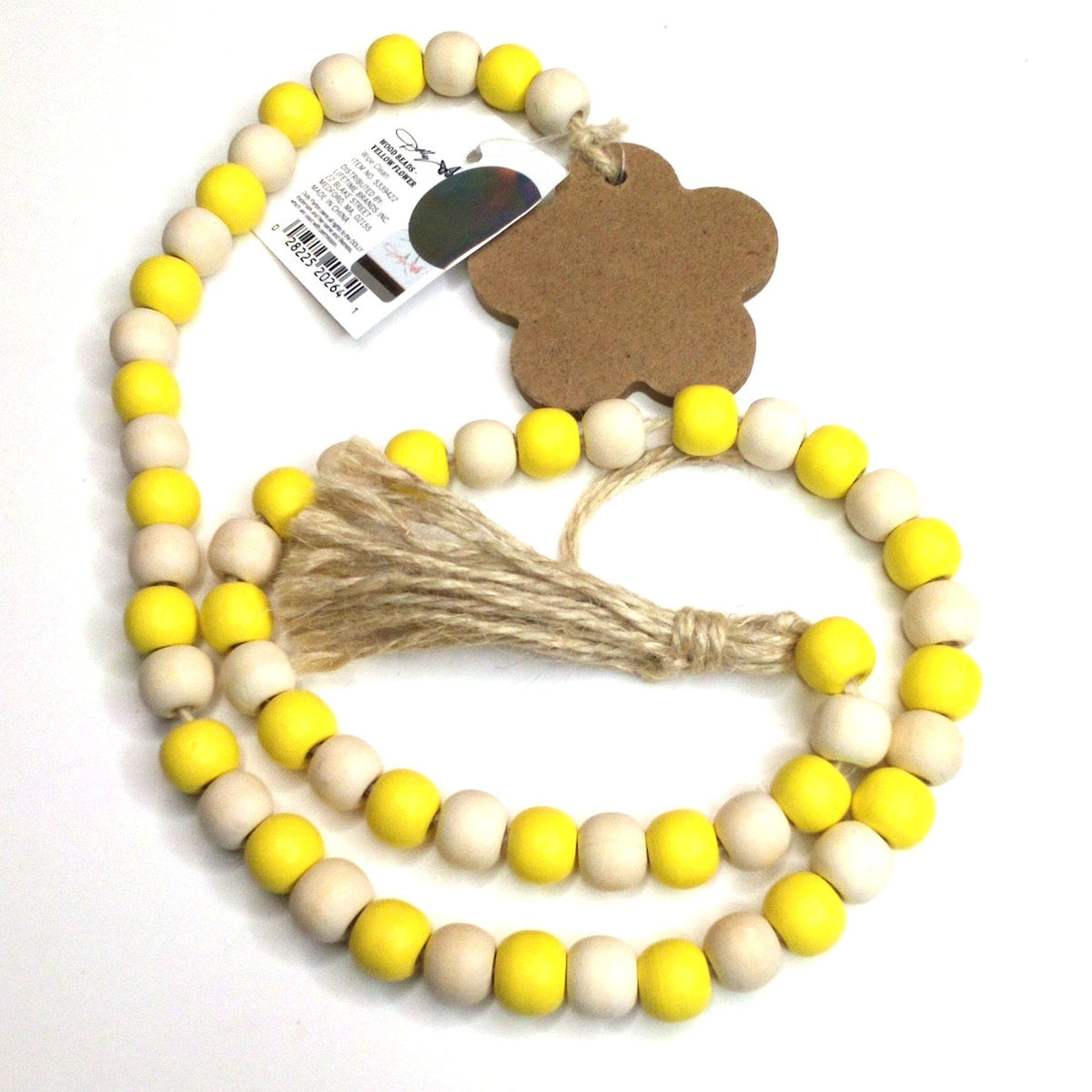 Dolly Parton Yellow Flower Wood Bead Garland - Rustic Home Decor Strand