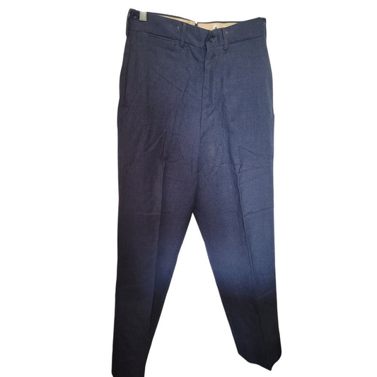 1950 US Military 100% Virgin Wool Trousers - Blue-84 - Size 30x31 - 18oz Serge