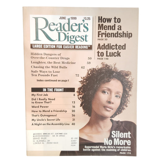 Reader's Digest June 1999 Large Edition Waris Dirie Vintage Magazine