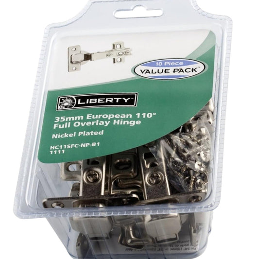 10PK HC11SFC-B1 Full Overlay European Cabinet Hinges,110° Opening, Nickel Finish