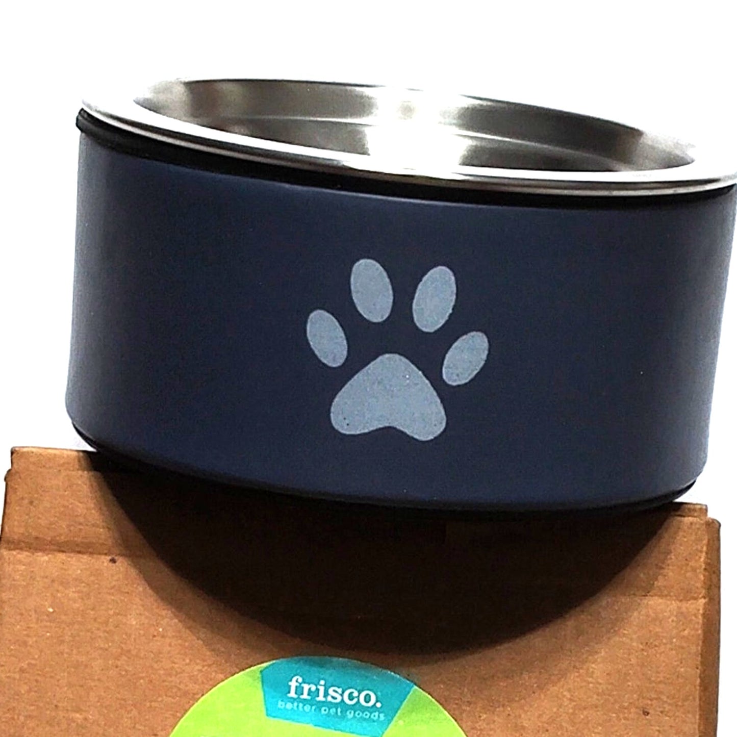 Frisco Paw Print Non‑Skid Stainless Steel Dog Bowl Blueberry Small (8 oz.) LN