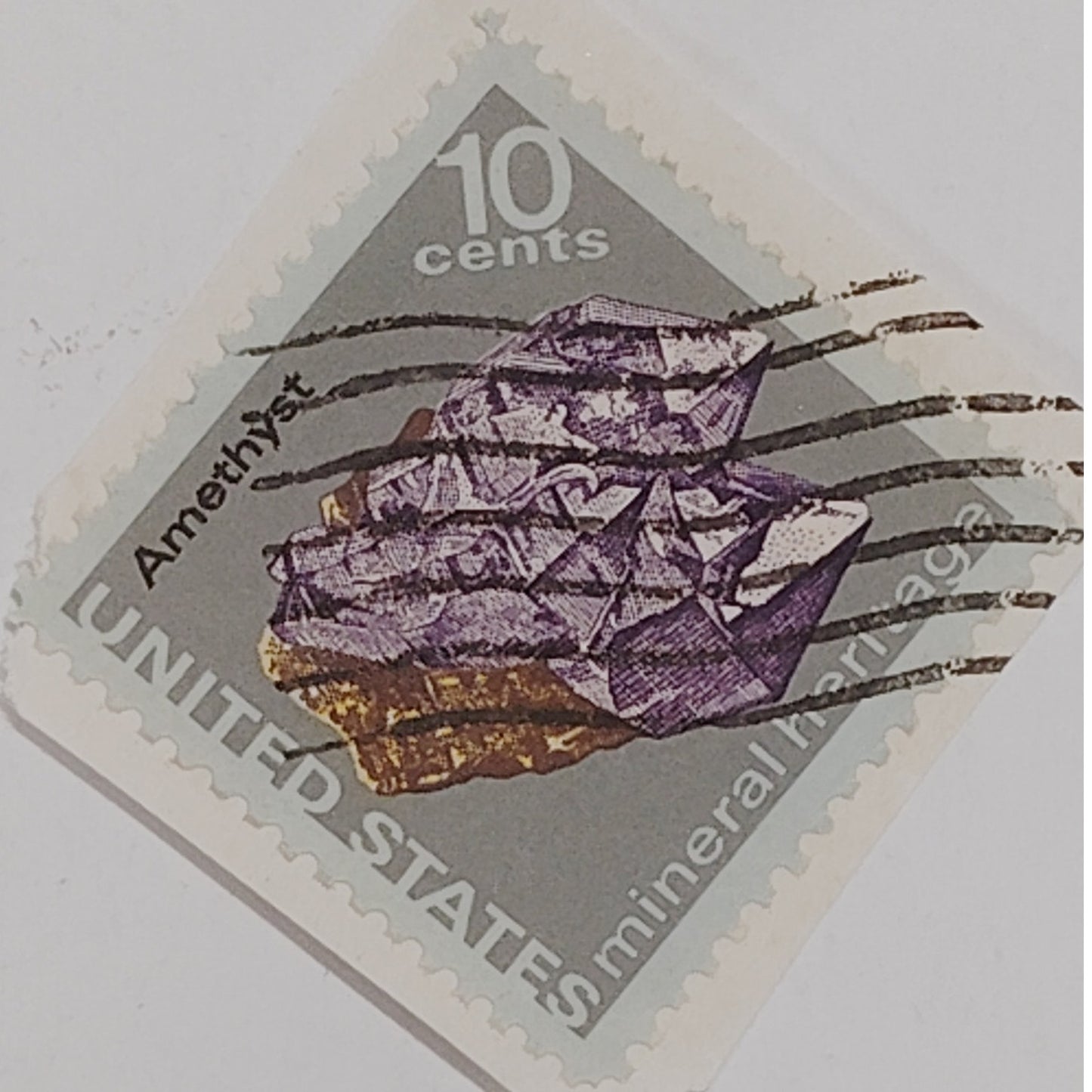 1974 Amethyst Stamp – 10¢ – Used – Mineral Heritage Series – Scott #1540