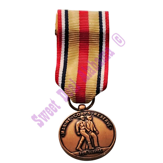 Marine Corps Selected Reserve Mini Medal (3/4"D) Ribbon (3/4"W) Overall 2-1/4"H