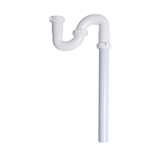 1-1/2" White Plastic Sink Drain S-Trap, Slip-Joint, PVC, Kitchen/Bath Plumbing