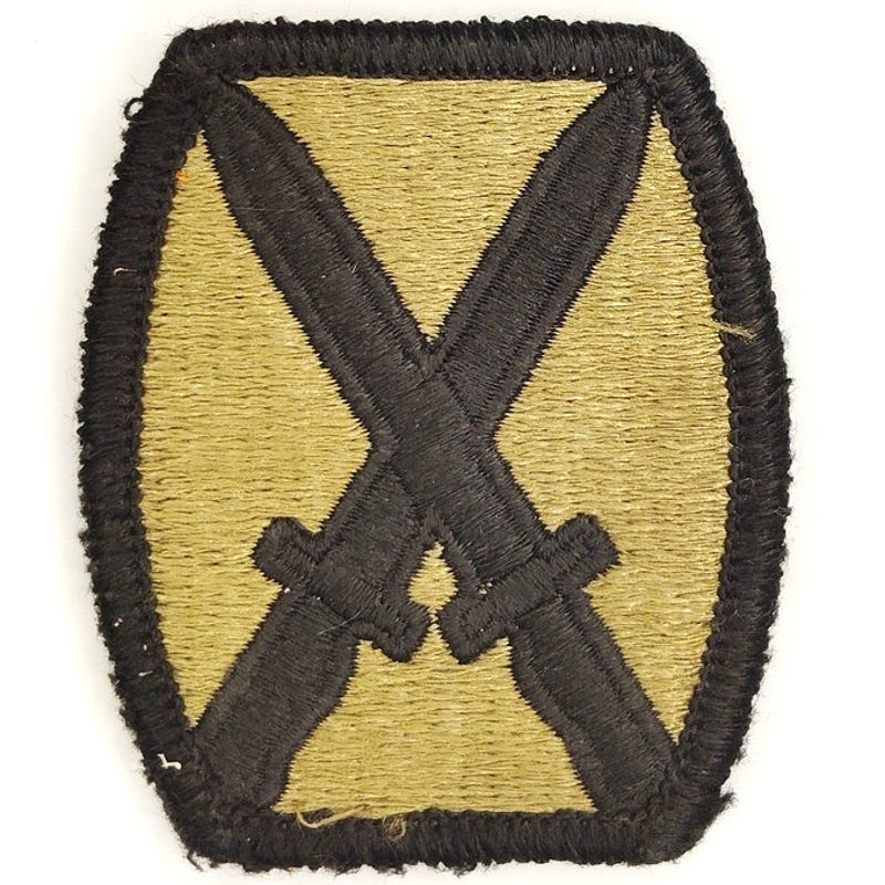 US Army 10th Mountain Division SSI Patch Subdued Bagby Green Hook Back 2.6 × 2.3