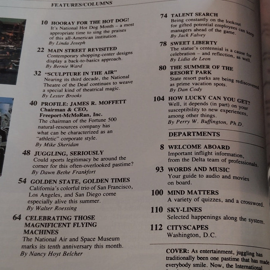 Delta SKY In-Flight Magazine - July 1986 - National Hot Dog Month Issue