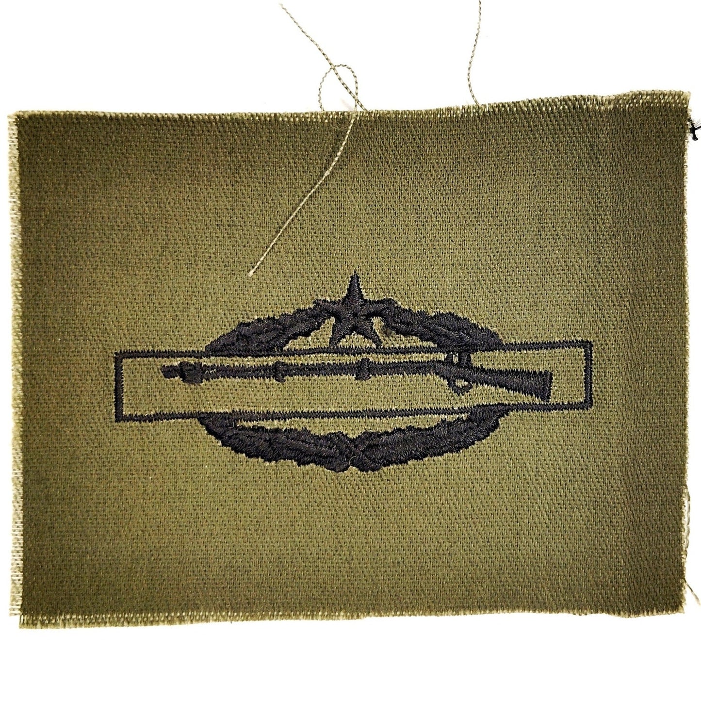 Vintage US Army Combat Infantry Badge Second Award Subdued Black on ODG Patch