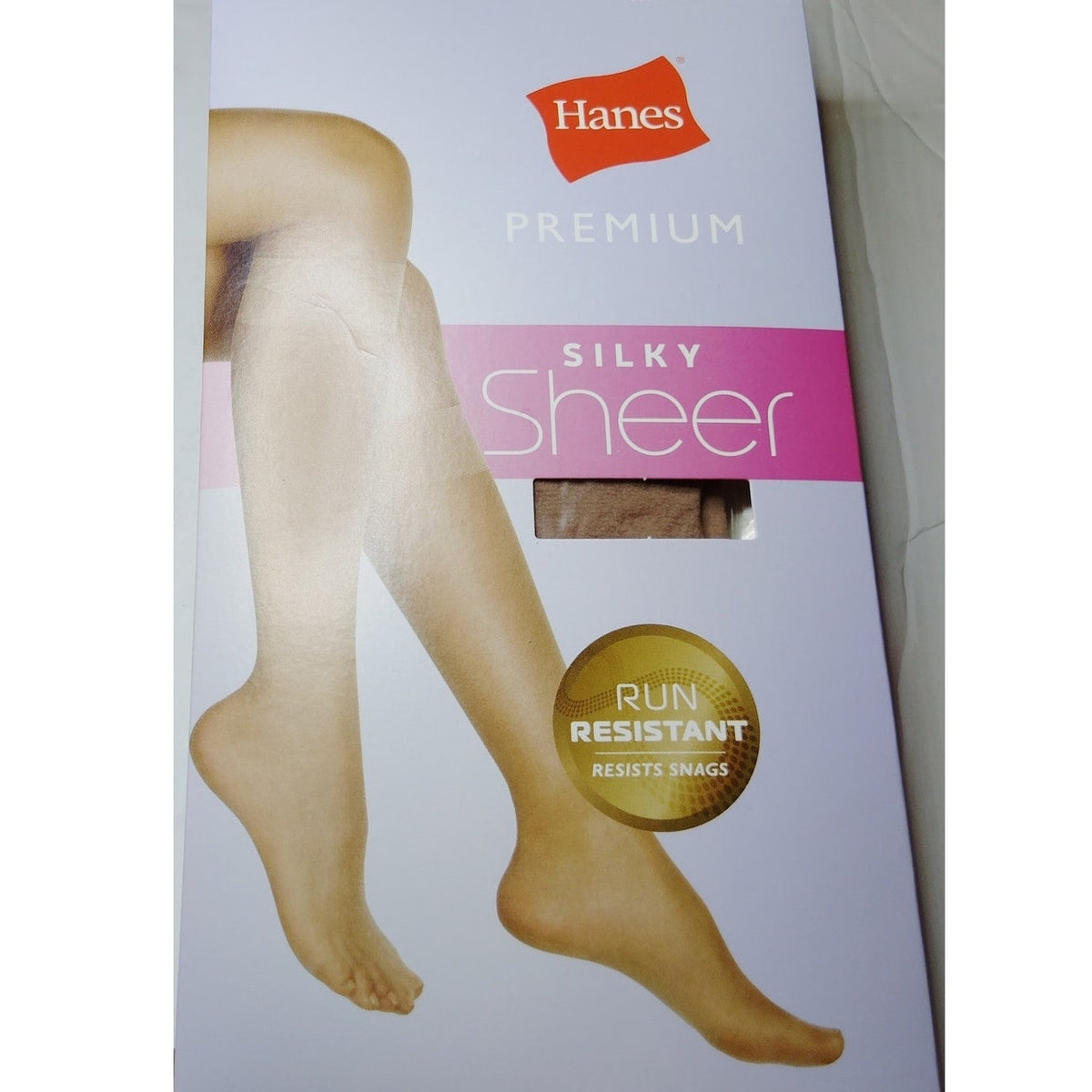 Hanes Silk Reflections Silky Sheer Run Resistant Nude Knee Highs Large  2-Pair