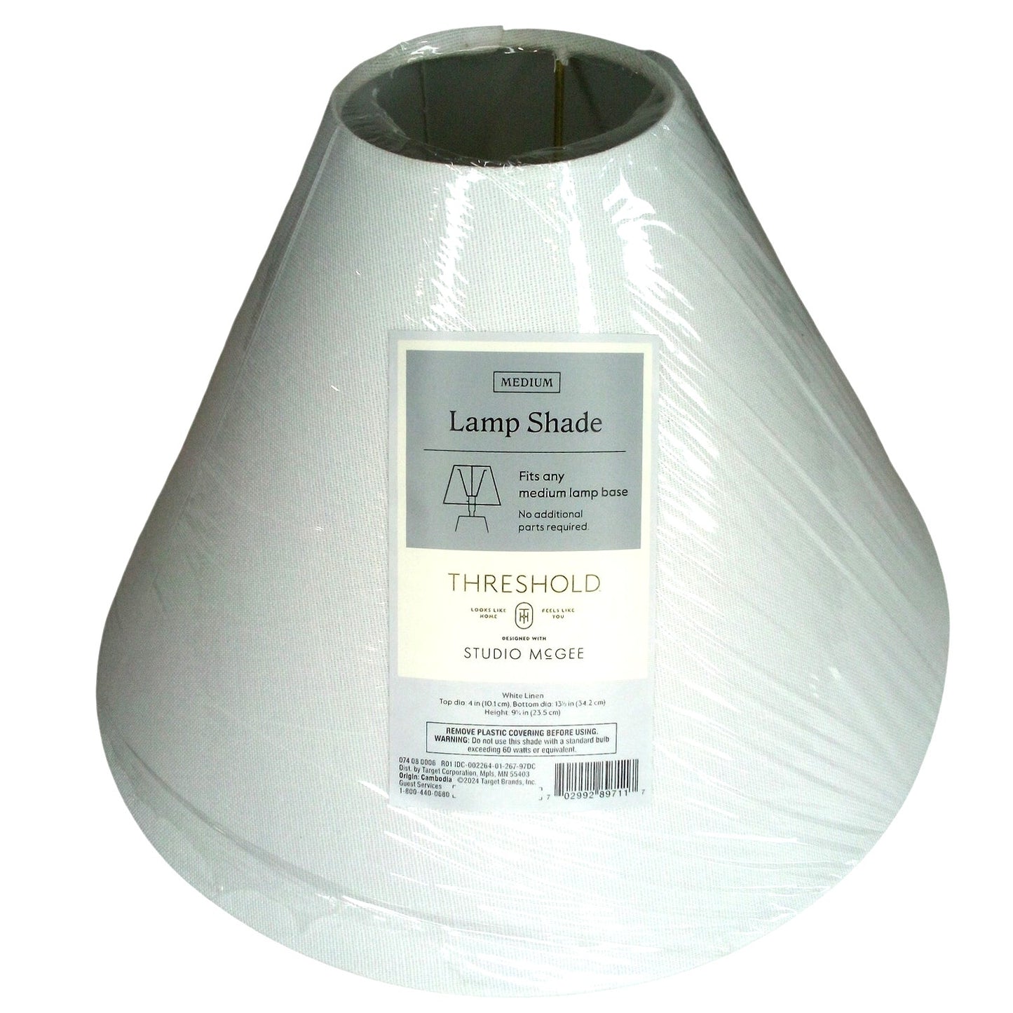 Studio McGee – Taper Linen Lamp Shade – White – Slip‑Uno Fitter – Empire Style