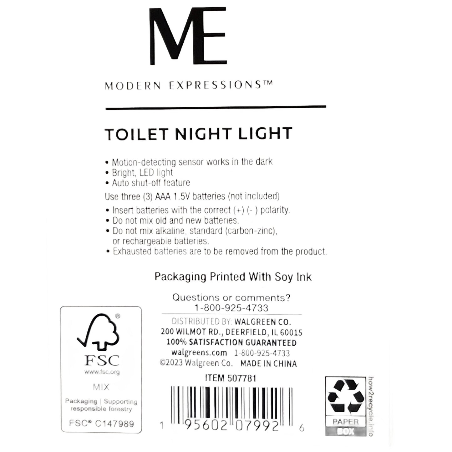 Modern Expressions Toilet Night Light – Motion Sensor LED, Auto Shut-Off