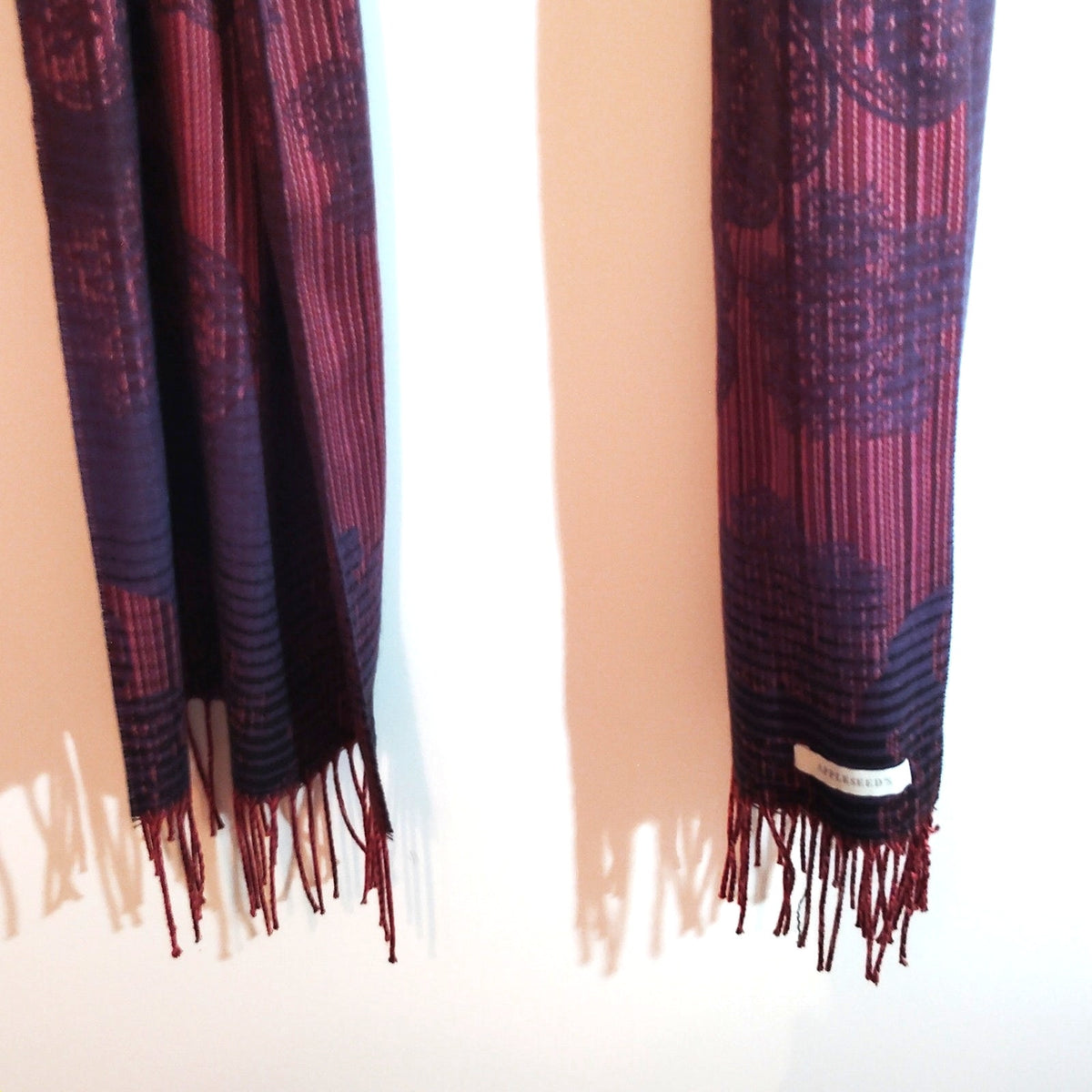 Appleseed's Women's Multicolor Paisley Jacquard Fringe Scarf 64x13.5 Burgundy