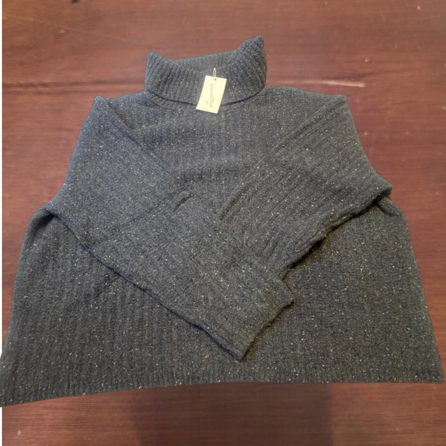 Women’s 2X Mock Turtleneck Cashmere‑Like Pullover Sweater – Dark Gray