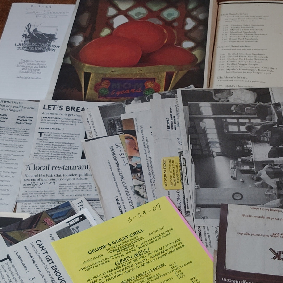 Vintage Alabama Restaurant Ephemera Collection 2005-2009 - Unique State History