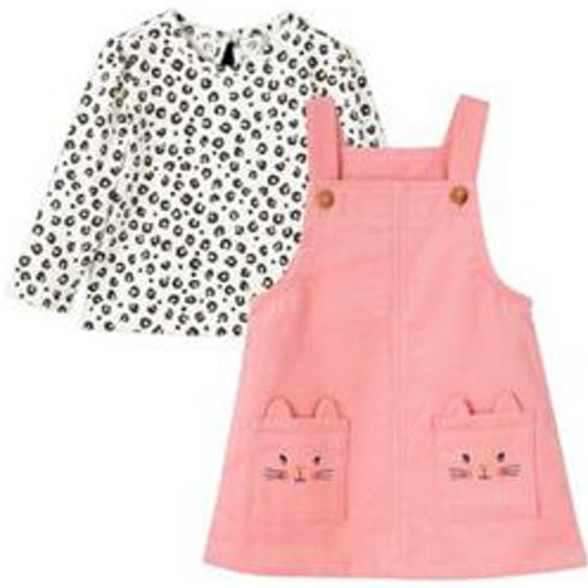 Little Me Baby Girls 2‑Piece Kitty Jumper Set Pink 18M