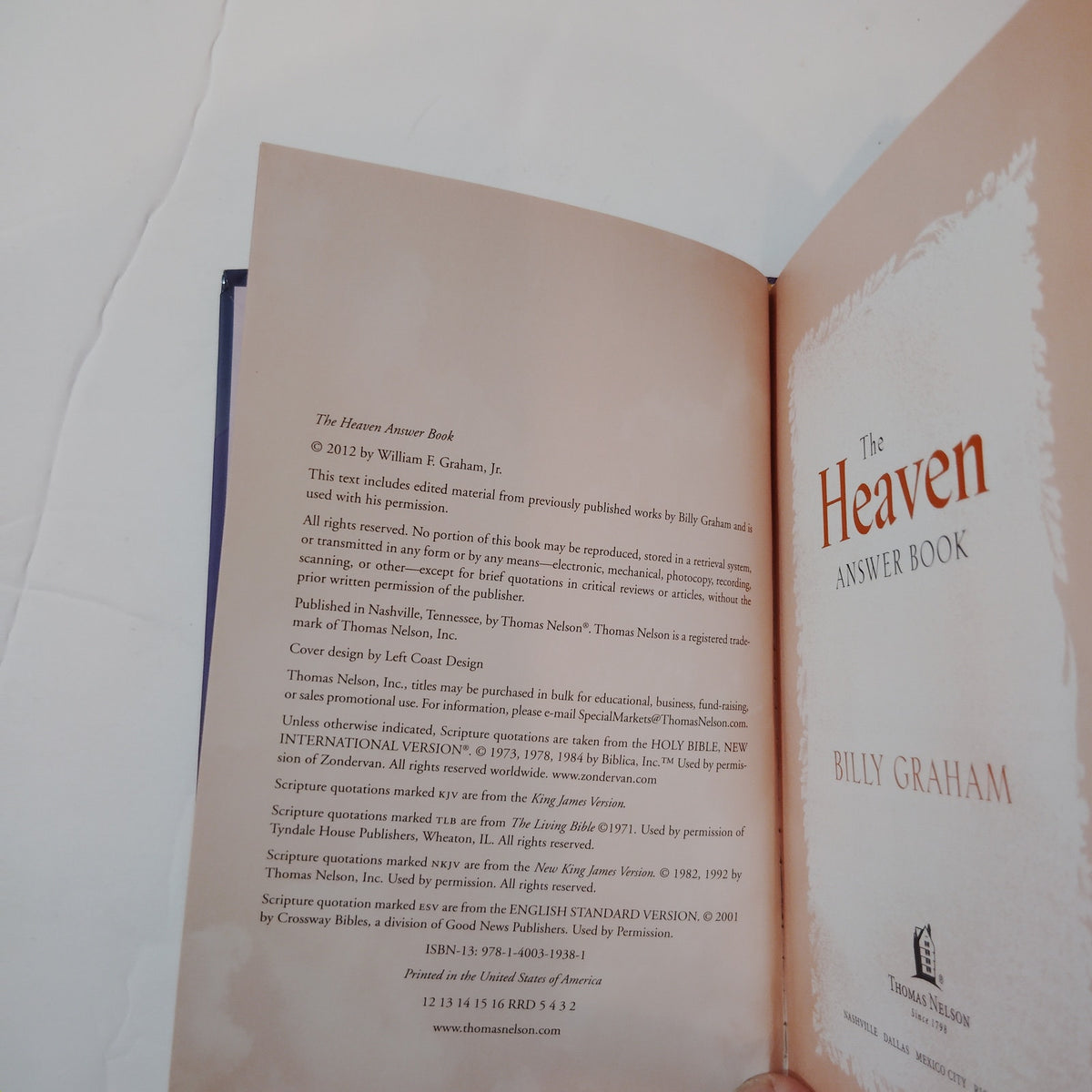 Billy Graham The Heaven Answer Book Hardcover - Purple Edition, 2012 Printing