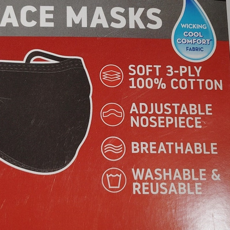 Hanes 100% Cotton Adult Face Mask 10‑Pack Black Unisex